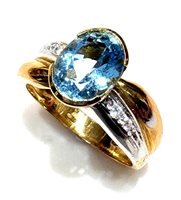 Anello Sommer Gioielli Donna CLASSICI in Oro giallo Acquamarina 1.80 Ct ACQ CT 1.80 DIA CT 0.07 F/VS - ACQ CT 1.80 DIA CT 0.07 F/VS
